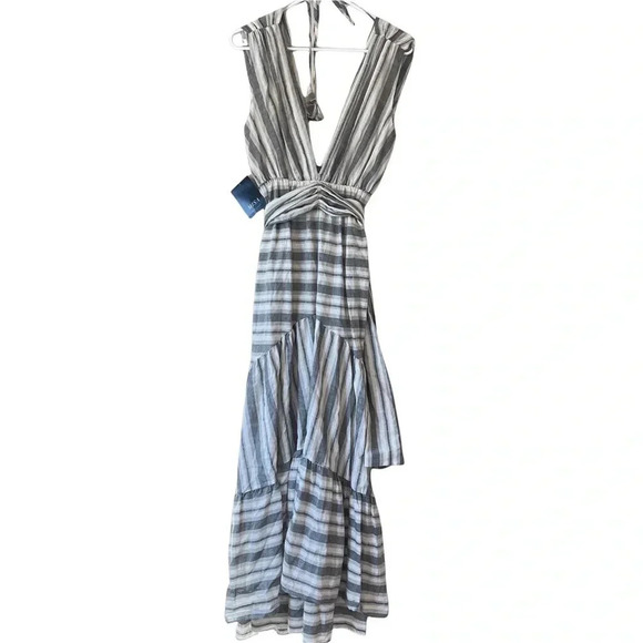 New Misa Los Angeles Stripe Black White Maxi Dress Size Large - Picture 8 of 8